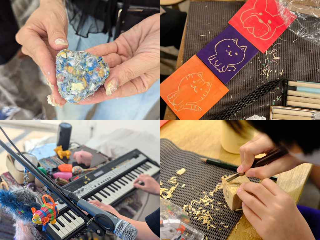 ティンカリング　～身近なもの、こわしたり、つくったり～の体験活動しているときの様子のイメージ画像①